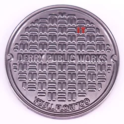 Stephen King's IT Inspired Enamel Pin Derry Public Works You'll Float Too Badge