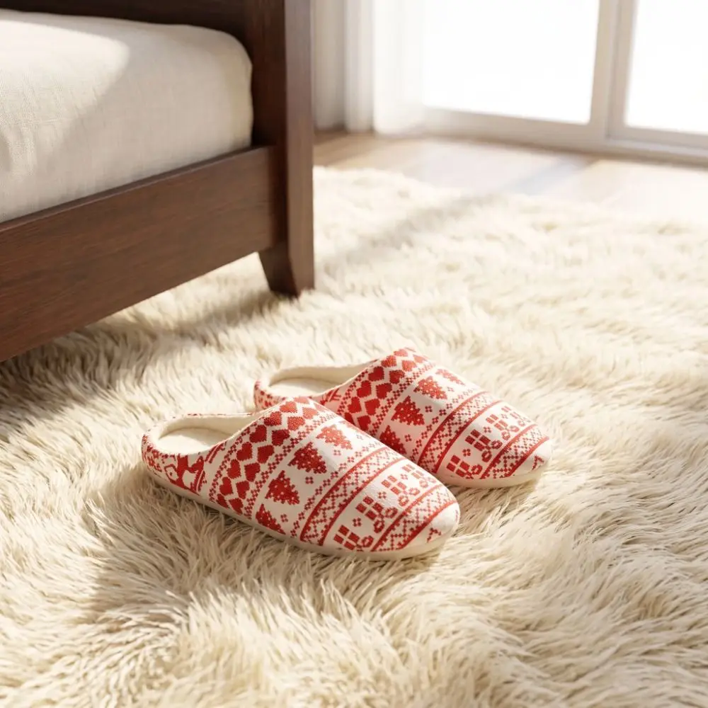 Soft Santa Claus Christmas Slippers Tree Warm Winter Slippers Reindeer Non-Slip House Shoes Winter