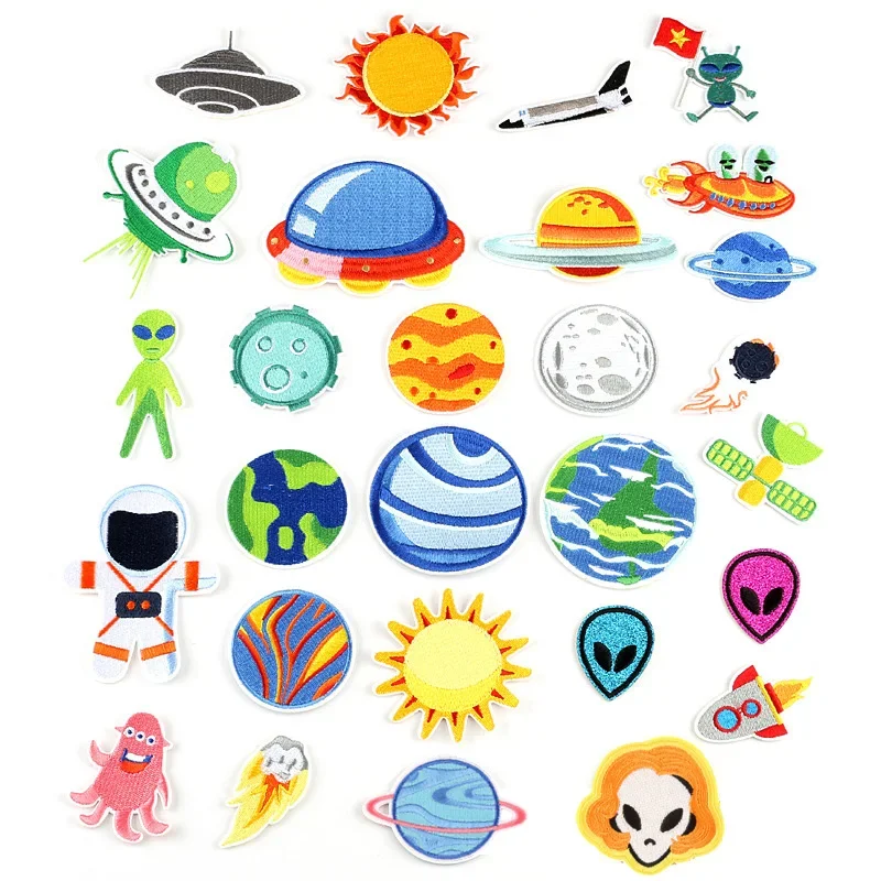 1pcs Space Universe Patch for Clothing Iron on Embroidered Sew Applique Cute Patch Fabric Badge Garment Apparel Accessories-3