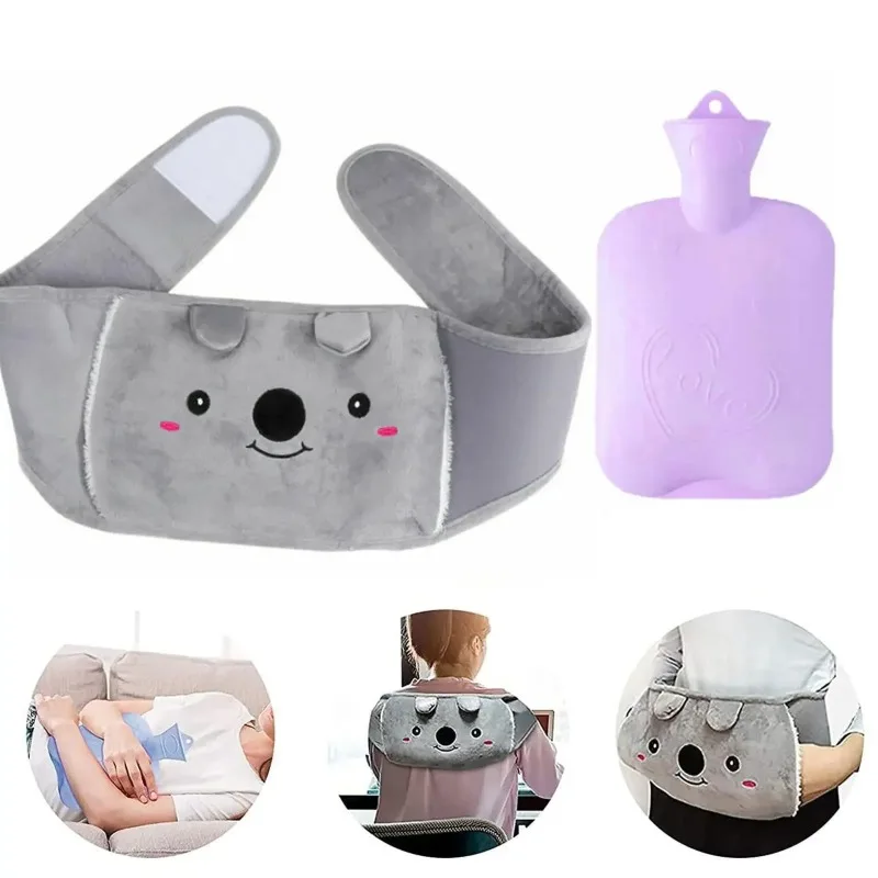 

Set 3 in 1 Cartoon Hot Water Bottle Cover Warm Plush Pouch Bag Covers Waist Belt 1000ml Water Bottle Universal Warm Bag Cover