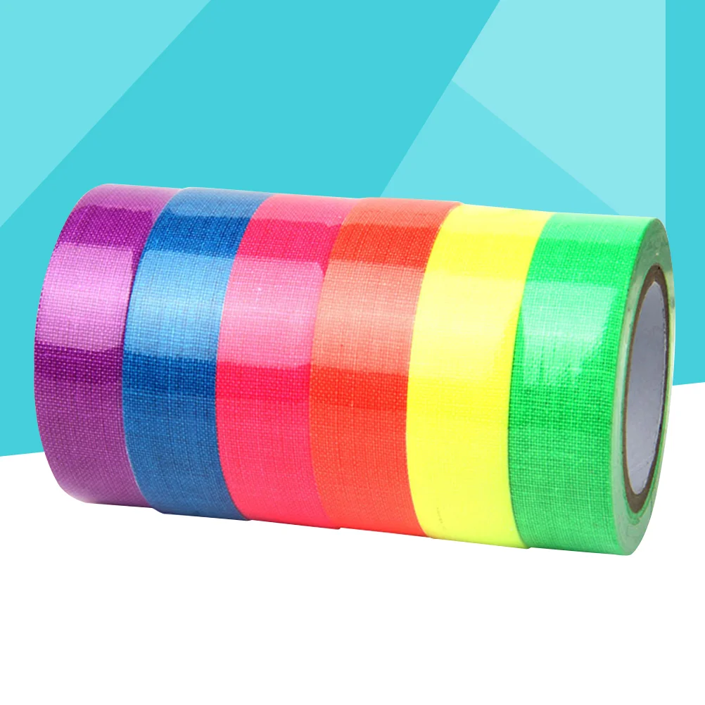 

6 Rolls Reflective Tape Neon Blacklight Glow for Stage in The Dark Fluorescence Fluorescent