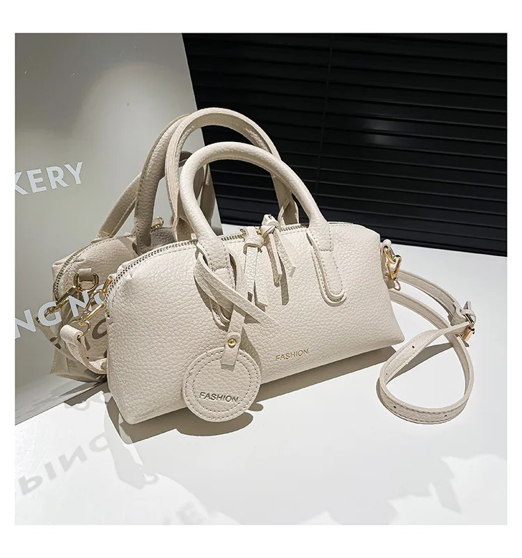 

Versatile Convertible Shoulder & Crossbody Bag, Stylish Pebbled Leather Purse for Work Commute & Daily Use