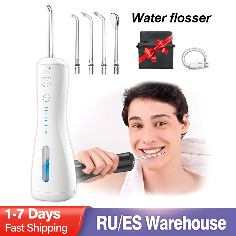 

Oral Irrigator Portable Bucal Ultrasonic Rechargeable Dental Water Jet For Tooth Cleaner Waterpulse Tooth 250ML 1600 Times/Min