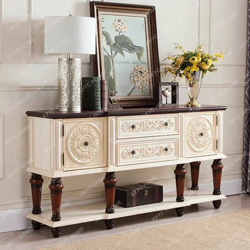 XXCountry Console Long T View Table Carved Vintage Side Table