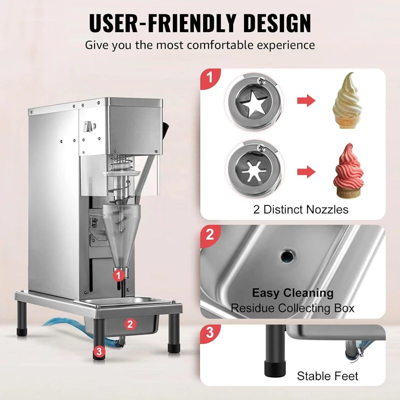 110V 220V Stainless Steel Cup Yogurt Real Ice Cream Blender Mixer Frozen Fruit Swirl Drill Gelato Machine Swirl Ice Cream Maker