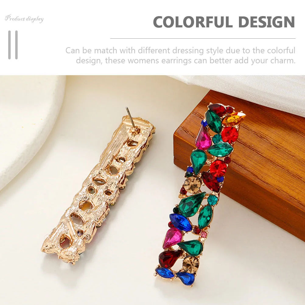 زوج واحد من أقراط الأذن الكريستالية المصنوعة من حجر الراين للنساء مجوهرات ملونة متينة هدية لعيد الميلاد وحفلات الزفاف وعيد الميلاد #3