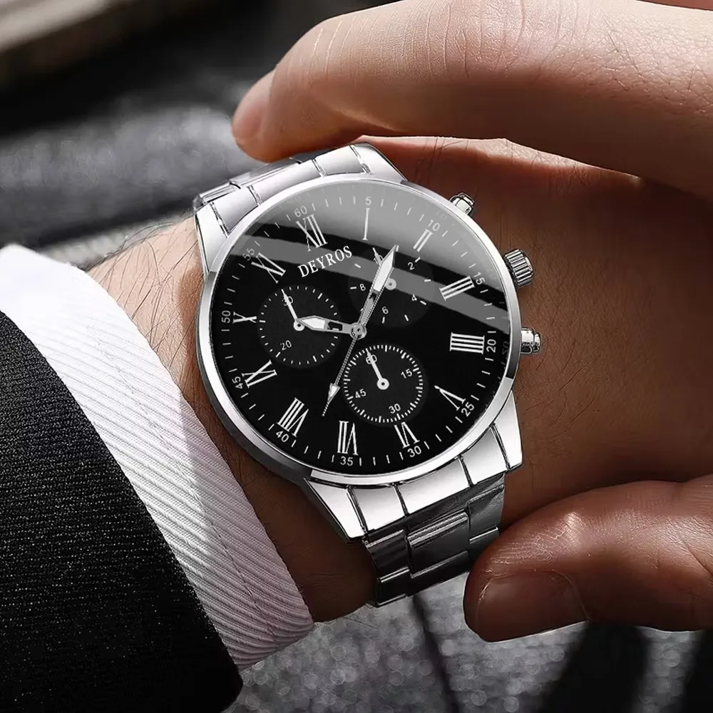 2Pcs New Unisex Business Luxury Fashion Quartz Watch - Circular Dial, Quartz Movement - Watch for Daily and Formal Occasions