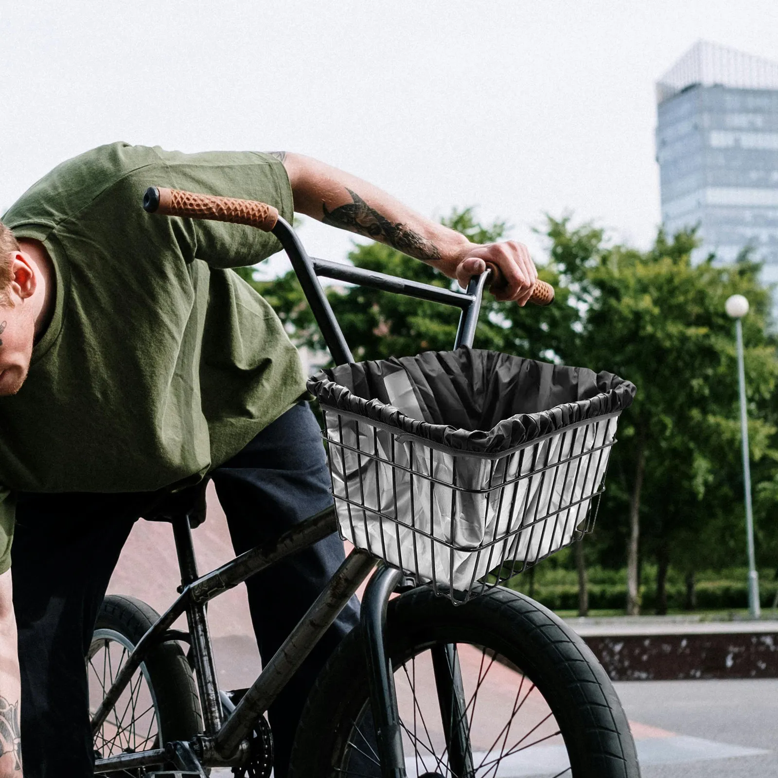 Waterproof Bicycle Basket Rain Cover Oxford Cloth Front Basket Lining Cloth Rainproof Protector for Commuting Outdoor Shopping