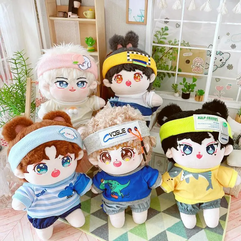 

Soft Stuffed Cotton Doll with Clothes Set for Girls, Kawaii Idol Boy, Cute Doll for Kids, Headband, No Atties, Naked, 20cm