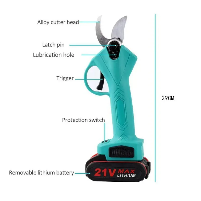 Tesoura elétrica 21v recarregável jardim árvore frutífera bateria de lítio poda sem fio de alta potência ferramentas elétricas de longa resistência