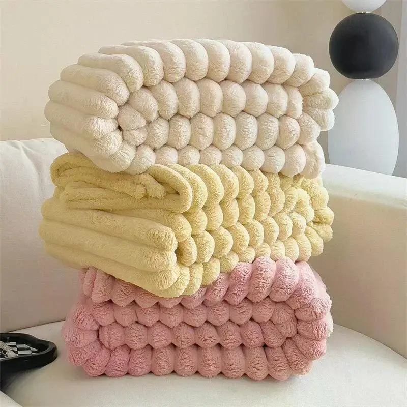 Fluffy Blankets Solid Color Bed Cover Ins Flannel Blanket Sofa Soft Warm Chunky Blanket Bedroom Decor Christmas Decoration 담요