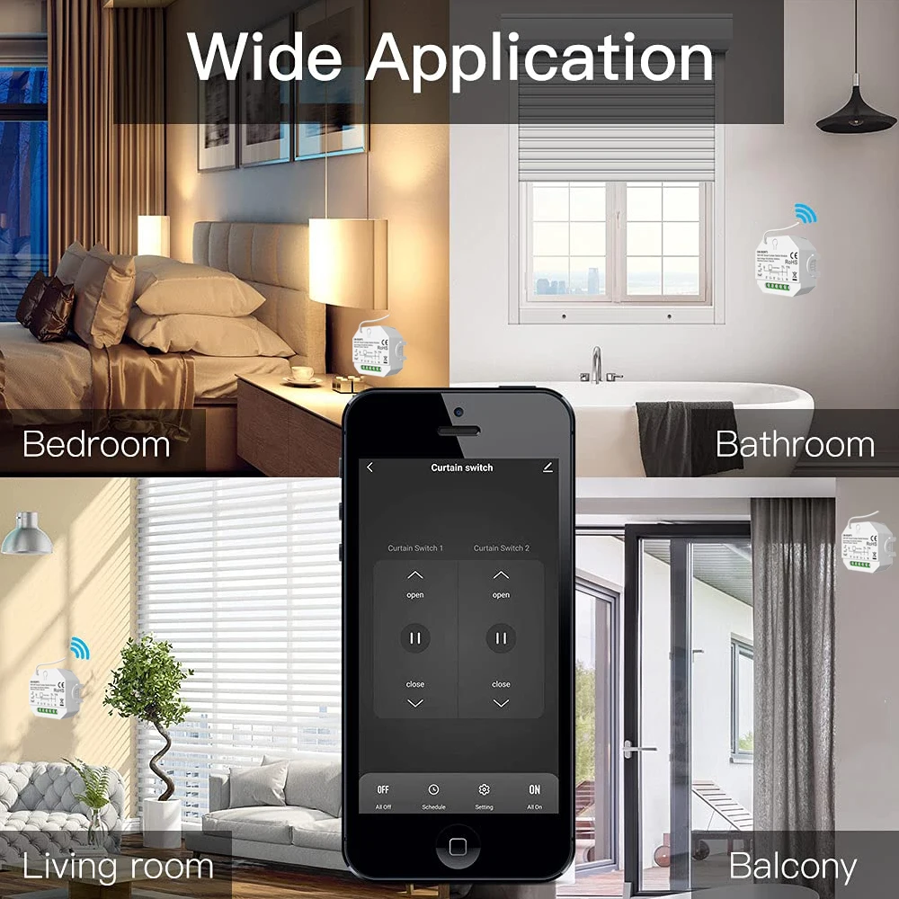 Interrupteur de rideau intelligent pour volet roulant, moteur électrique, application Tuya Smart Life, commande vocale avec commande vocale Alexa Google Home