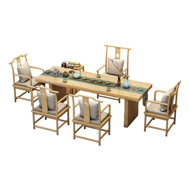 

New Chinese solid wood tea table, office negotiation, large board tea art table
