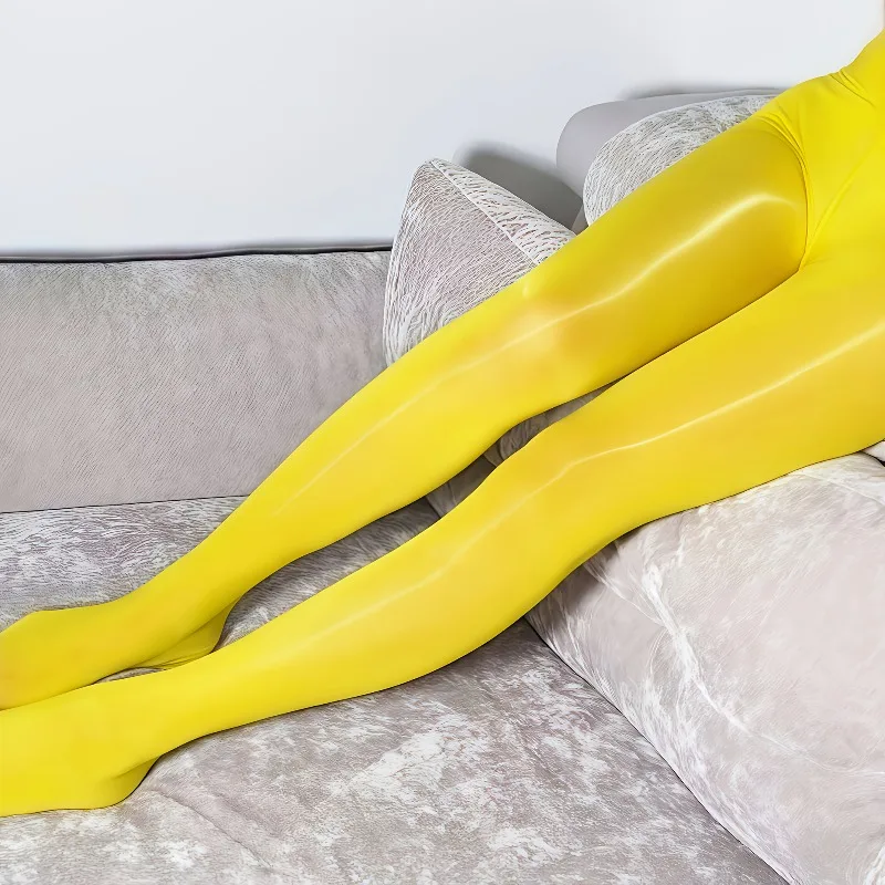 حجم كبير المرأة الأصفر النفط بقعة الجوارب عالية الخصر لامعة إنهاء جوارب طويلة طماق مرونة مثير شير الجوارب الطويلة الجوارب #5