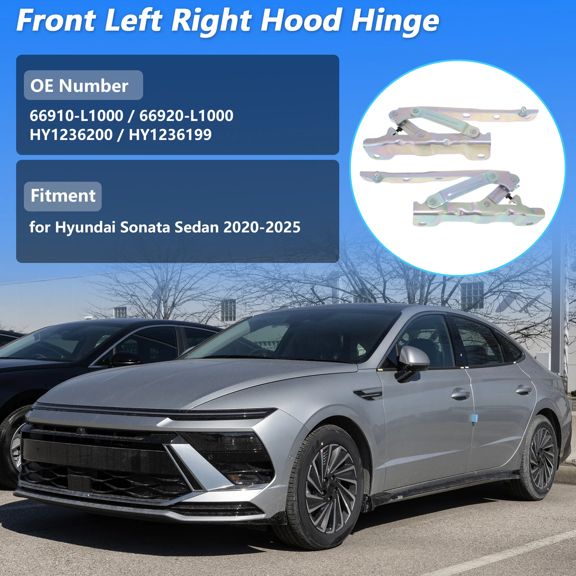 

UXCELL Front Hood Hinge for Hyundai Sonata 2020-2025 No.66910-L1000/66920-L1000 LH RH
