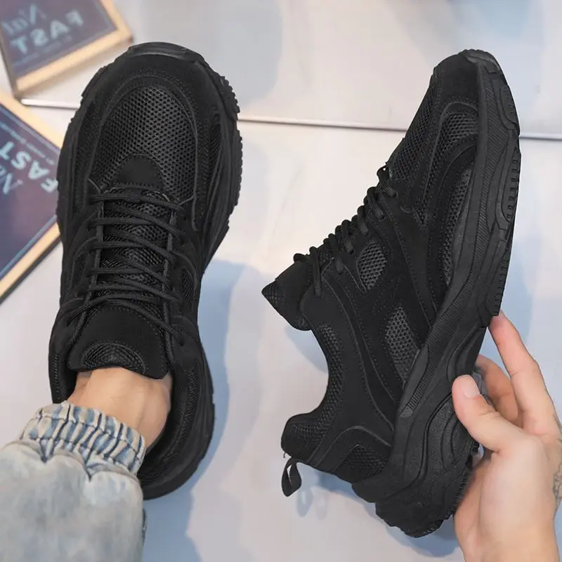 

Black Breathable Thick Platform Men's Casual Sneakers Wide Low Price Summer Sale Light Running Original Deals Male Sports Shoes