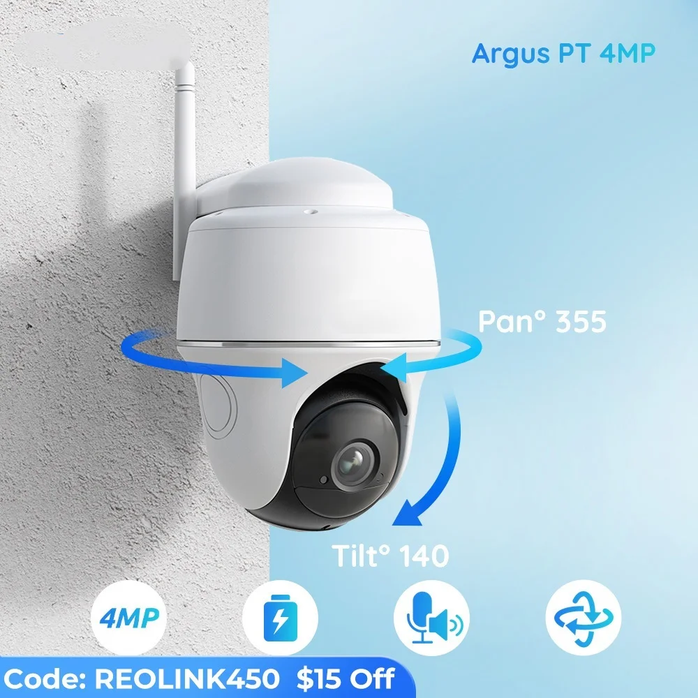 New IP Surveillance wifi Camera Argus PT 4MP Battery WiFi Wireless Pan&Tilt CCTV Camera for Indoor Outdoor Security cam