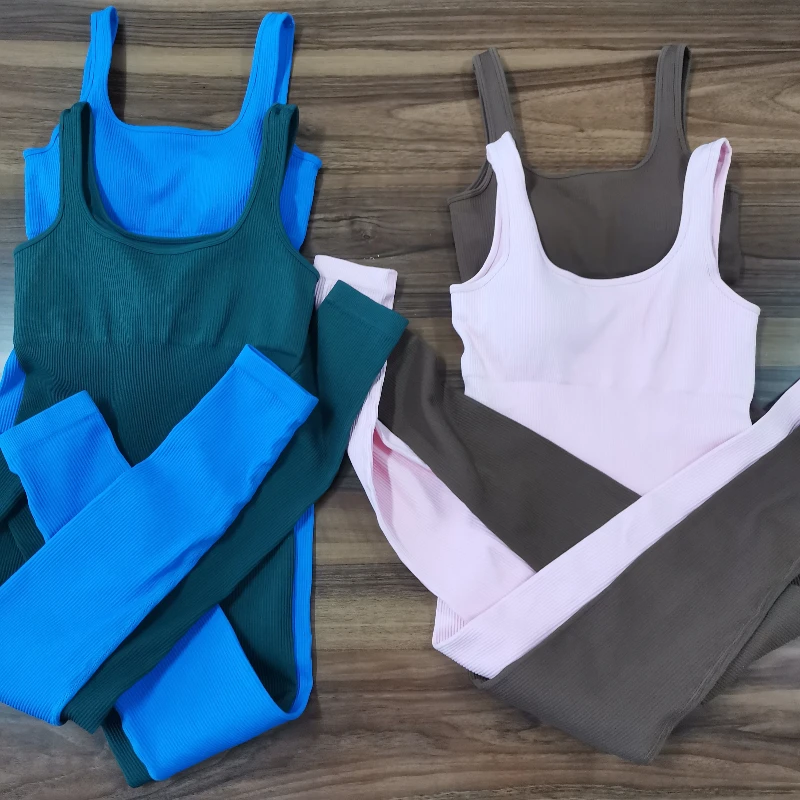 

1pc Women's One Piece Tank Tops Rompers Seamless Ribbed Yoga Rompers Sleeveless Exercise Jumpsuits Gym Push Up Fitness Bodysuit