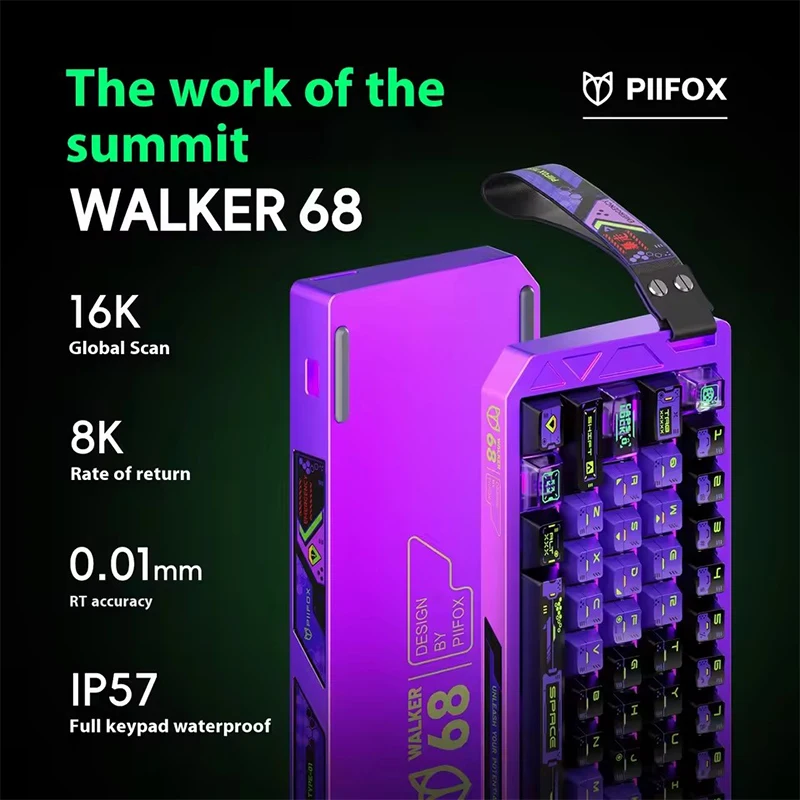 PIIFOX Walker68 Keyboard Mekanis Berkabel Sakelar Magnetik Aluminium 0,125MS 0,01RT 8000Hz Keyboard Game E-sport PC Kustom