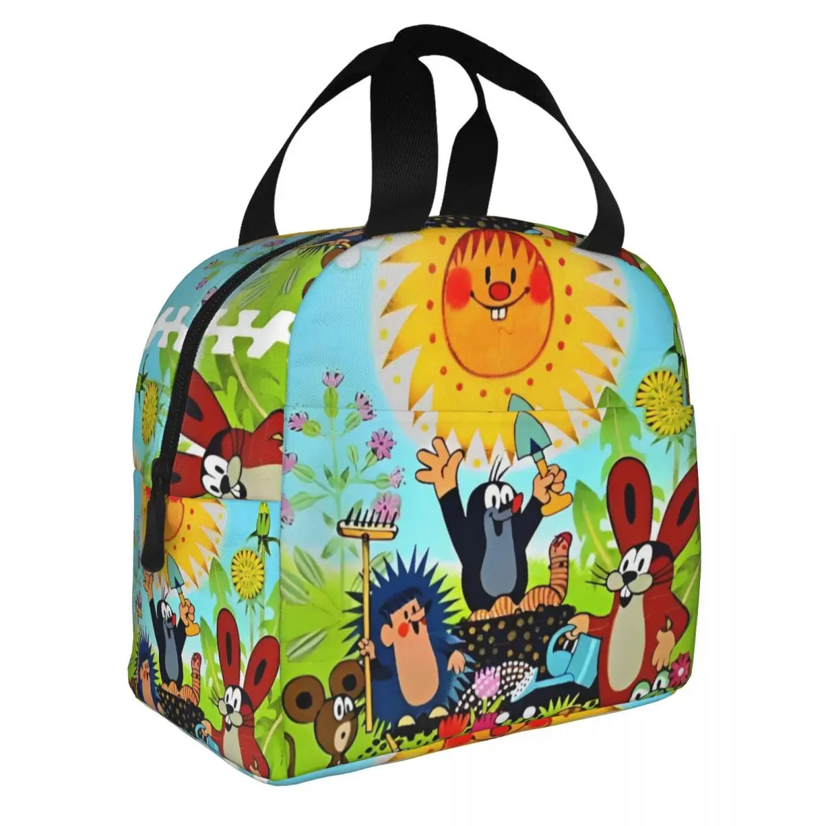 The Little Mole Insulated Lunch Bags Thermal Bag Reusable Cartoon Friends Together Leakproof Tote Lunch Box Bento Pouch Beach