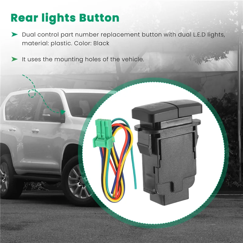 A45F-12V Auto Dual LED Lichtbalk Blauw/Groen Aan-uit Drukknop Voor Toyota Prado Reiz Hilux Landcruiser licht Knop