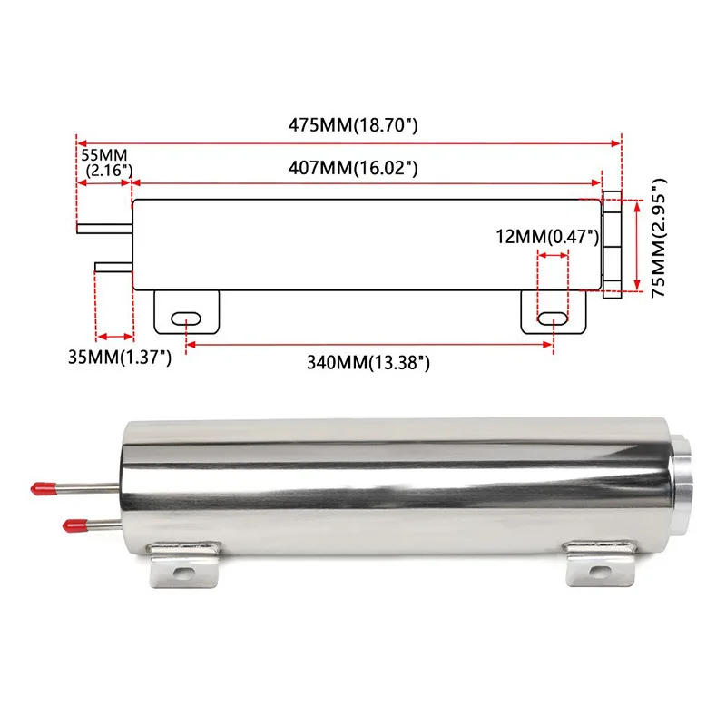 Car Retrofit Polished Stainless Steel Overflow Water Tank Radiator Overflow Tank Coolant Tank 3 