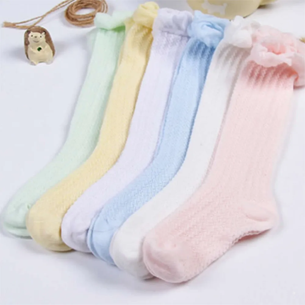 Baby Girls Knee High Socks for Children Princess leg Warmers Cute Solid Girl Long Tube Kids Socks Thin esh Socks Full Boneless