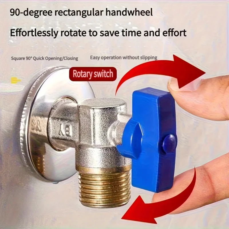 2Pcs G1/2 Brass Angle Stop Valve, Red Blue Handle Full Bore Shut Off Valve for Hot Cold Water Heater Bathroom Plumbing