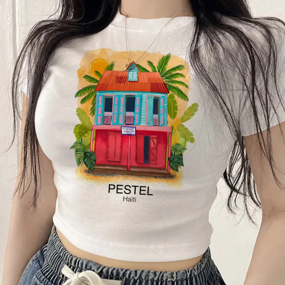 Haiti cropped top shoujo dollette funny japan streetwear tshirt baddie meme japanese gyaru emo