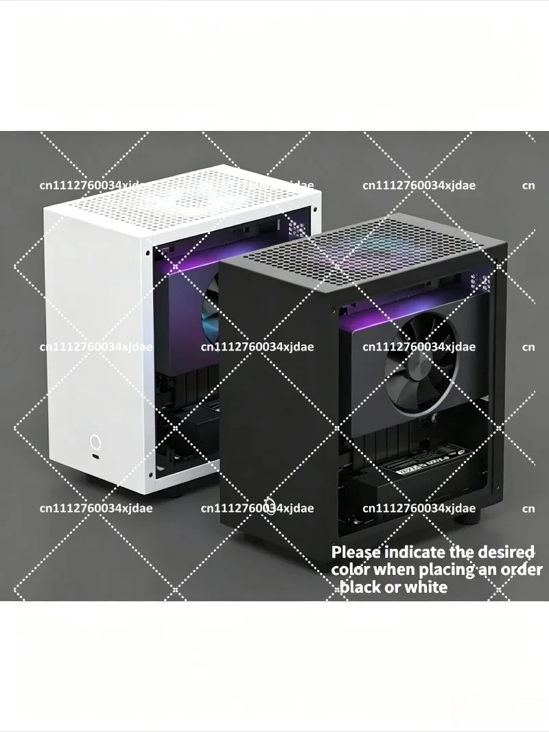 Mini ITX Computer Case 120mm Fan Cooling, Support Semi-High GPU, Small 1U PSU, Compact Desktop Chassis
