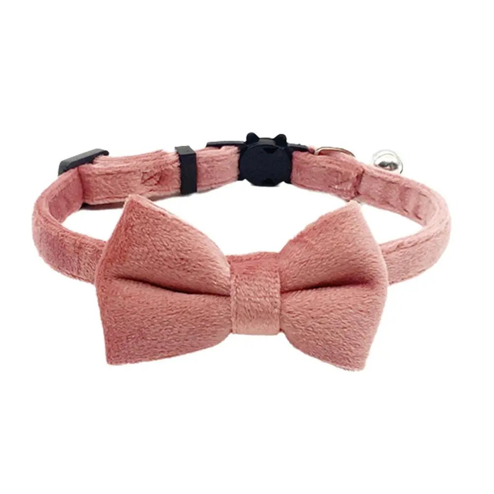 Suede Bow Collar Solid Color Bowknot Puppy Chihuahua Adjustable Cats Accessories Safety Bell Tie Bow Buckle Pets with Collar New