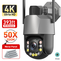 Gadinan Outdoor iCSee 50X ZOOM 4K 8MP 5MP PTZ Security Camera Human Detection Wireless 4G /WIFI Video Surveillance Camera ONVIF