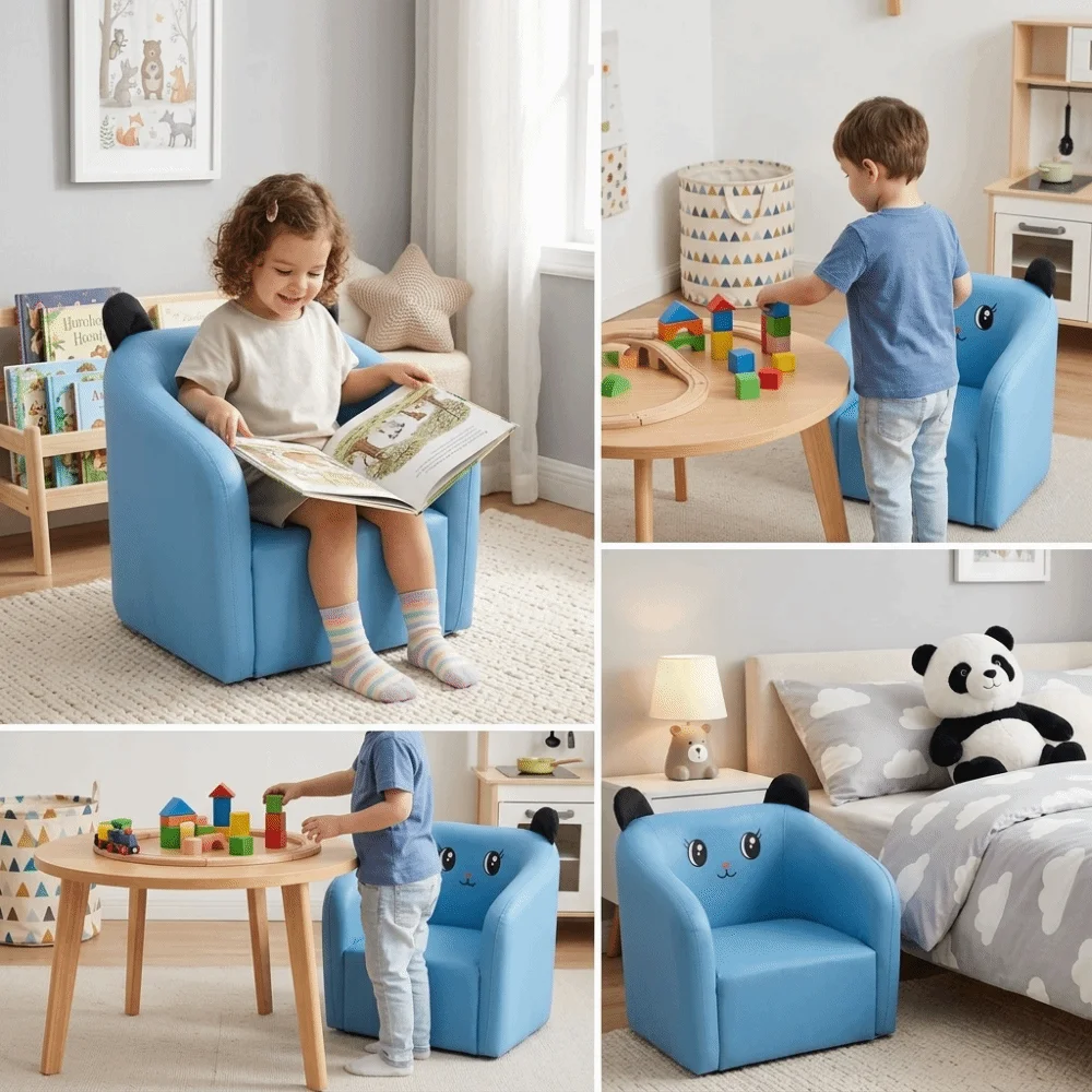 Compact Size Kids Sofa Chair Lightweight Structure Kid-Friendly Size Children Seating Furniture Small Couch Seat Cartoon Design