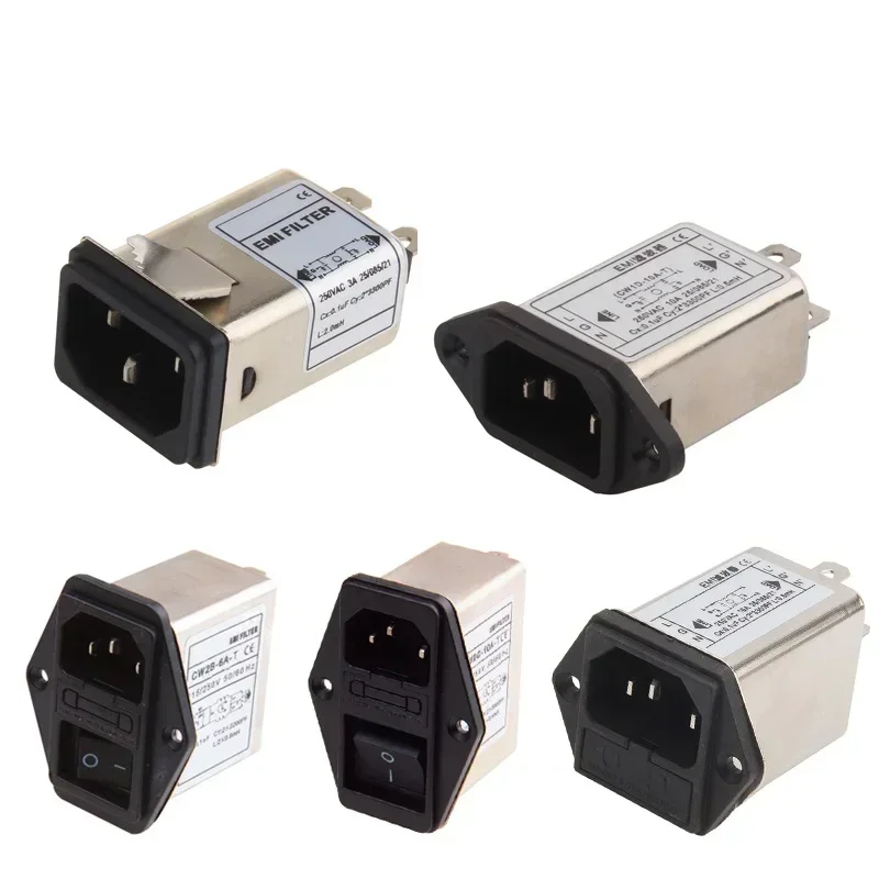 AC 250V 10A IEC Input Module Power Outlet With Filter Fuse Power Socket Filter Receptacle For Measuring Equipment