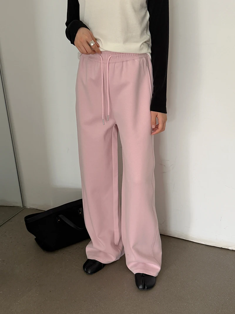 Autumn women's casual solid color high waisted loose straight leg pants
