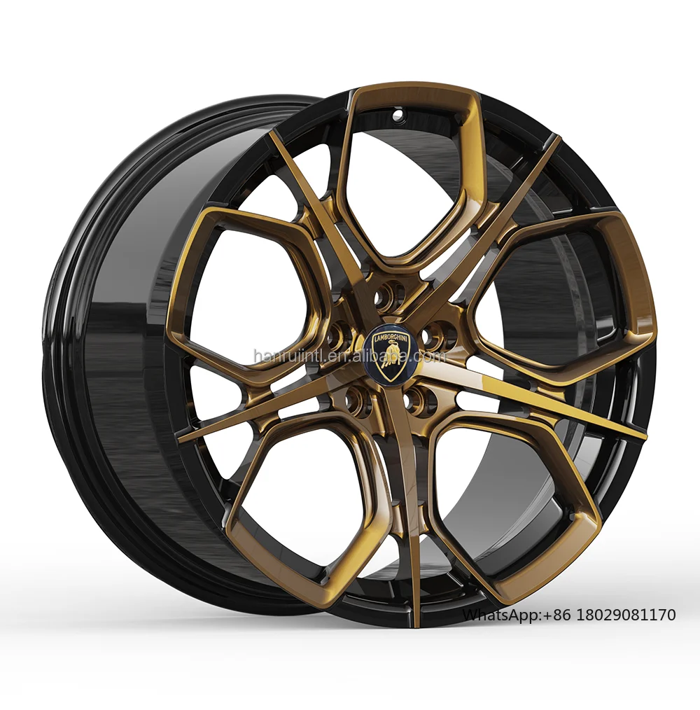 2-piece  Brush Golden Chrome Black 18inch 20inch  Deep Concave Forged Wheels 19 20 21 22 23  Inch for Porsche  Lamborghini & BMW