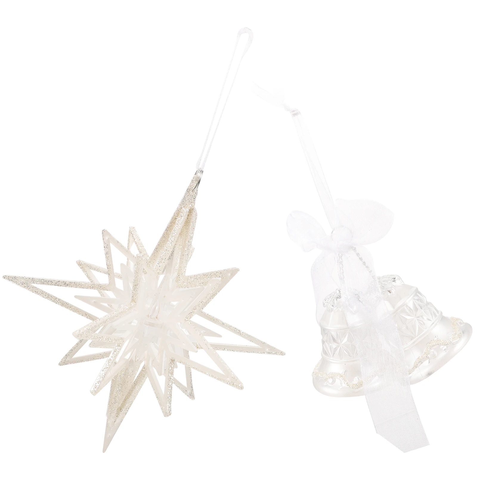 

2pcs Acrylic Christmas Hanging Bell Decorations Star Shaped Xmas Ornaments Durable Sturdy Party Decoration for Tree