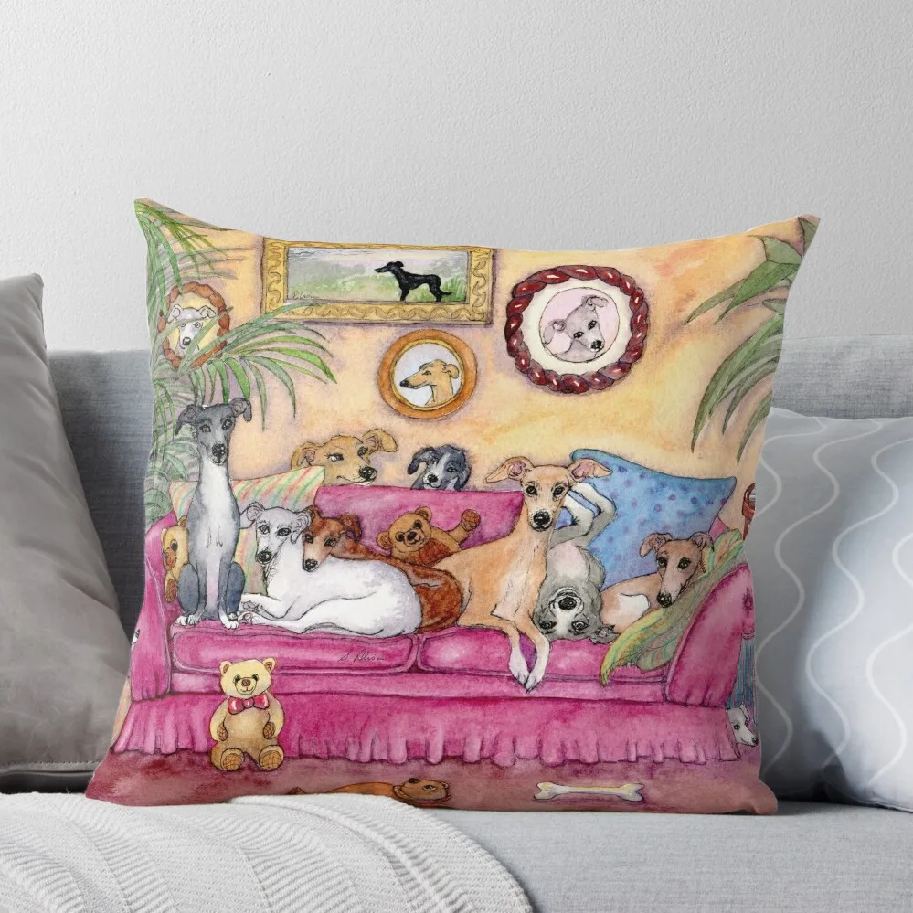 

This is our sofa. So - where's yours Greyhounds and whippets on the couch. Throw Pillow ornamental pillows for living room