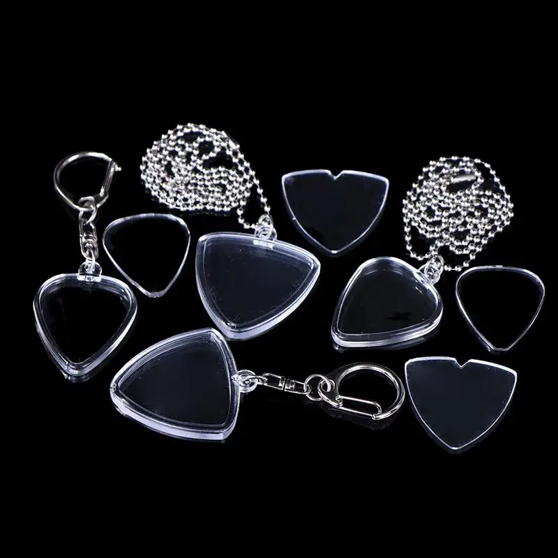 1Set Gitarristen Lagerung Gitarre Pick Sammlung Box Klar Halter Schlüsselbund Tasche Herzförmige Picks Größe Fall Musical Zubehör
