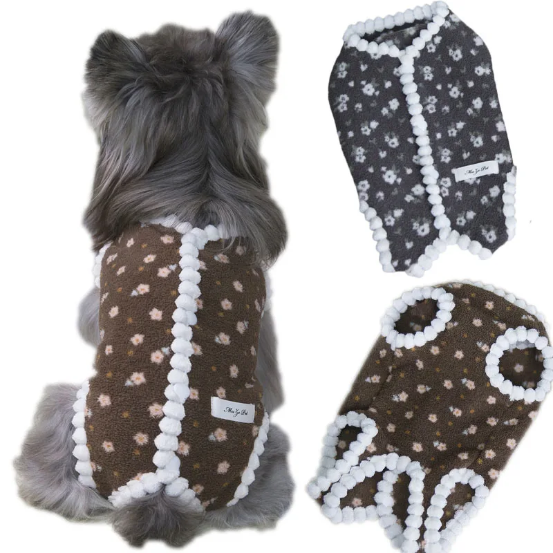 Fleece Winter Clothes For Dog Wrapped Belly Pajamas Overalls For Small Medium Dogs Dachshund Poodle Pet Girls Onesie PJS Outfit