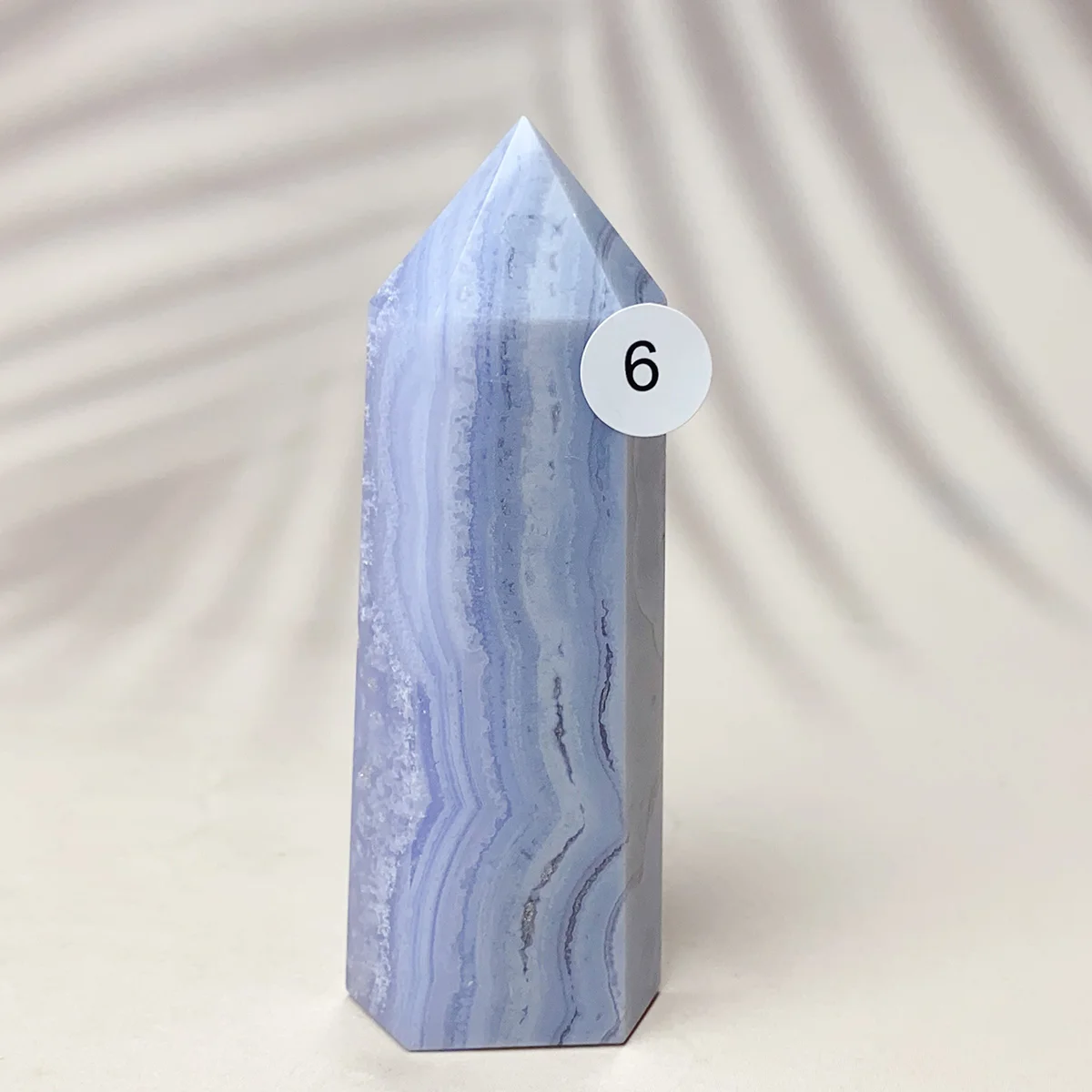 Natural Blue Lace Agate Crystal Tower Point, Reiki Energy Healing Crystal, Room Decor Gift
