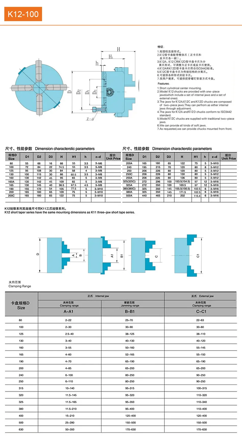 K12-100 4-Backen-selbstzentrierende 100 mm (3,94 Fuß) Drehmaschine, manuelles Scrollfutter für Mini-Mechanik-Drehmaschine für die Holzbearbeitung – Detail 1