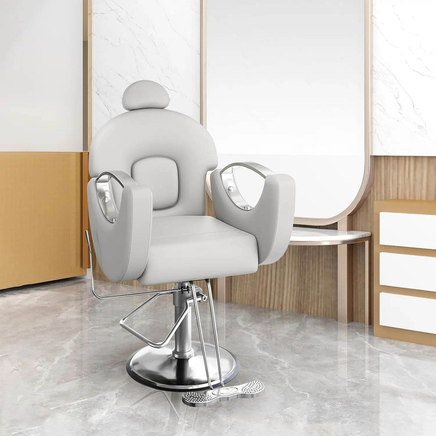 

360°Swivel Barber Chair, Reclining Barber Salon Chair with Heavy Duty Hydraulic Pump for Spa Shampoo Hair Stylist, Customized