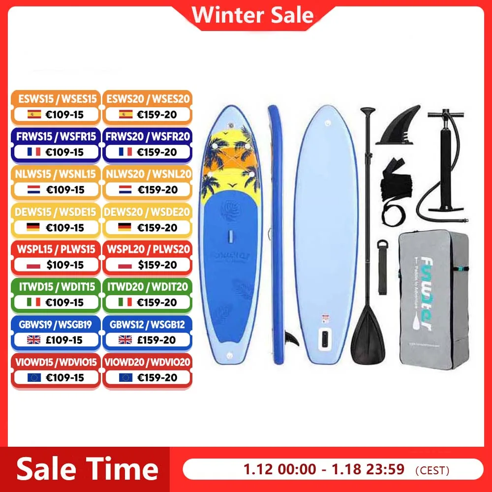 FunWater Stand Up Paddle Board 335*83*15CM Gonfiabile Paddle Board Tavola da surf Antiscivolo Sport acquatici Paddle Board con accessorio