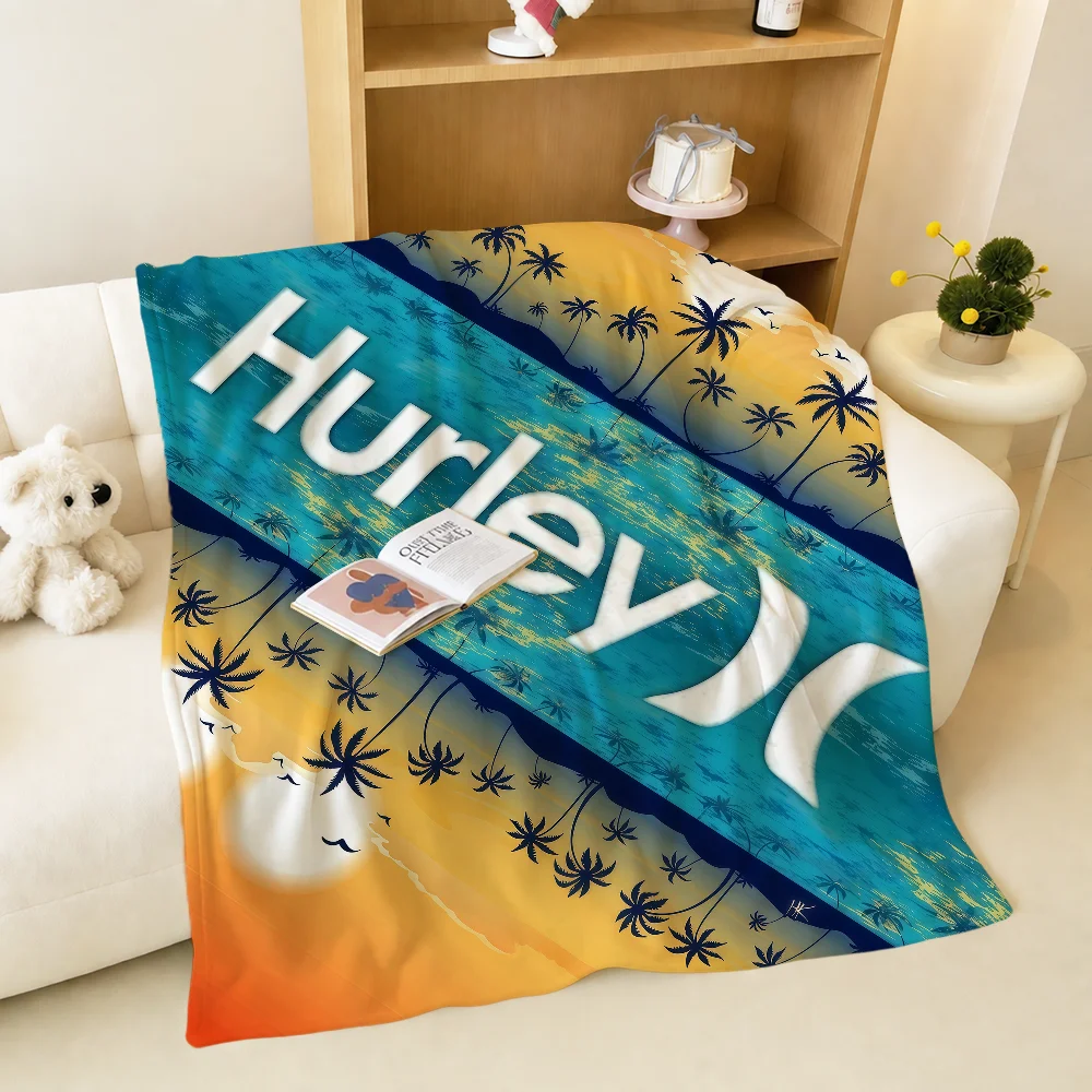 Fashion Cool Brand Vintage H-hurley Warm Soft Plush Blanket For Sofa Living Room Nap Home Bedroom Travel Gift Flannel Pet Hogar