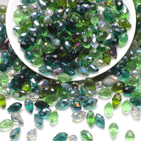 30Pcs/Lot Green Crystal Glass Faceted Teardrop Loose Beads Crafts 8x13mm for Jewelry Making Necklace Garment DIY Accessories
