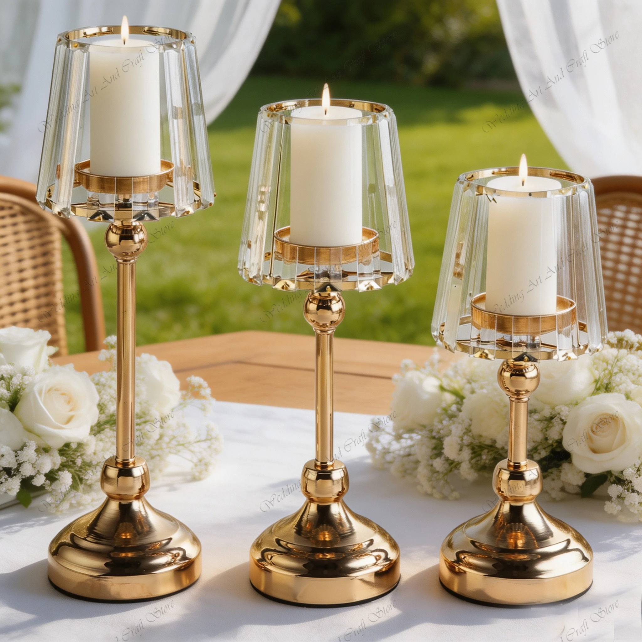10pcs f30 30-60cm Gold Candle Holders Lanterns and Candle Holders Wedding Home Crystal Luxury Gold Silver Candle Holders ivy1300