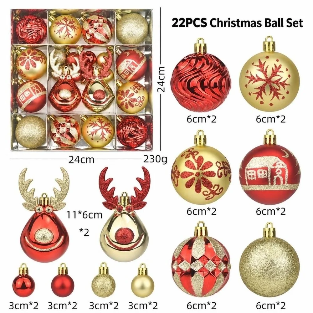 22Pcs/Set Durable 6CM Christmas Ball Shiny Creative Christmas Tree Balls Xmas Baubles Home