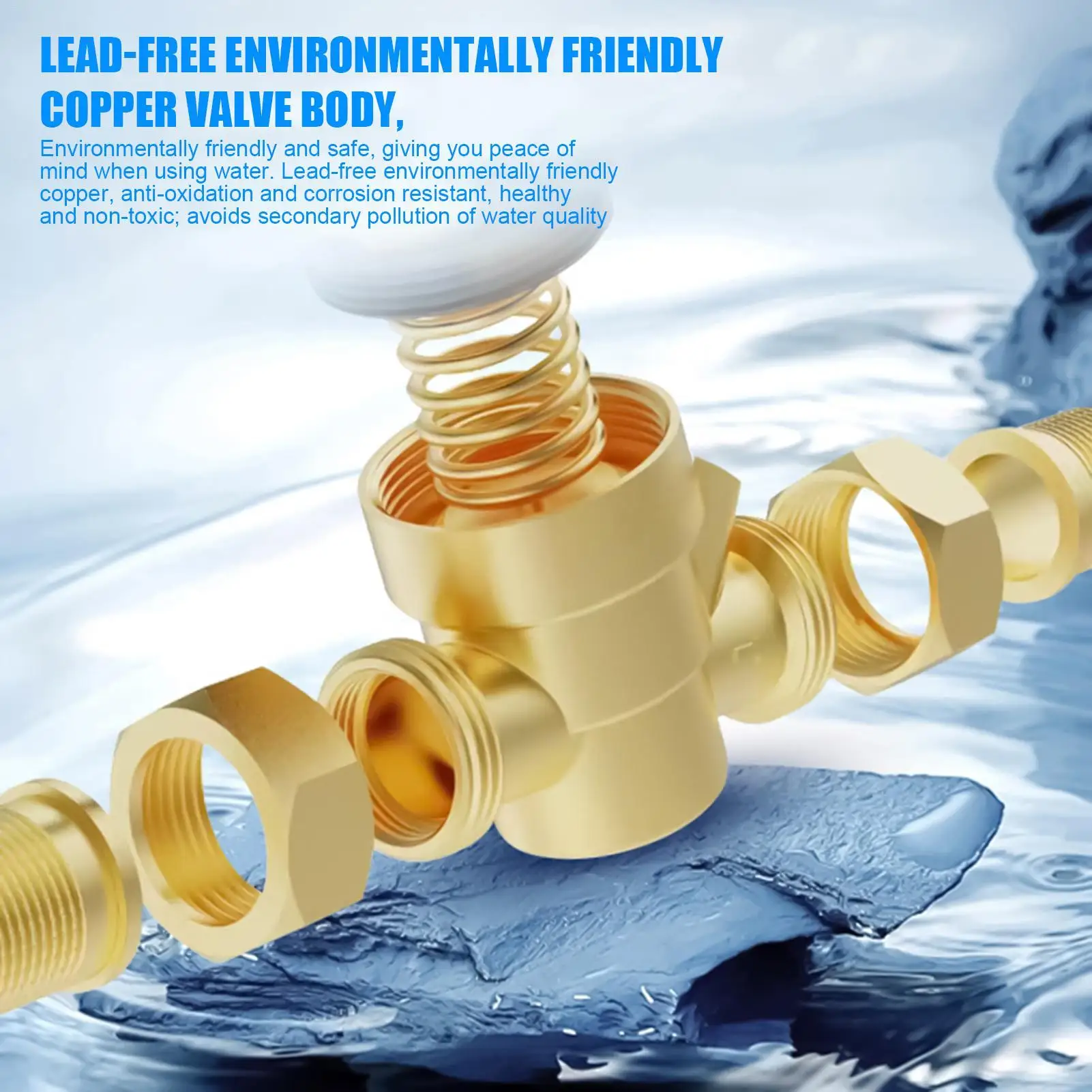 Camper Water Pressure Regulator Lead-Free Adjustable Leak Proof Copper Valve With Inlet Screen Filter Travel Trailer Water