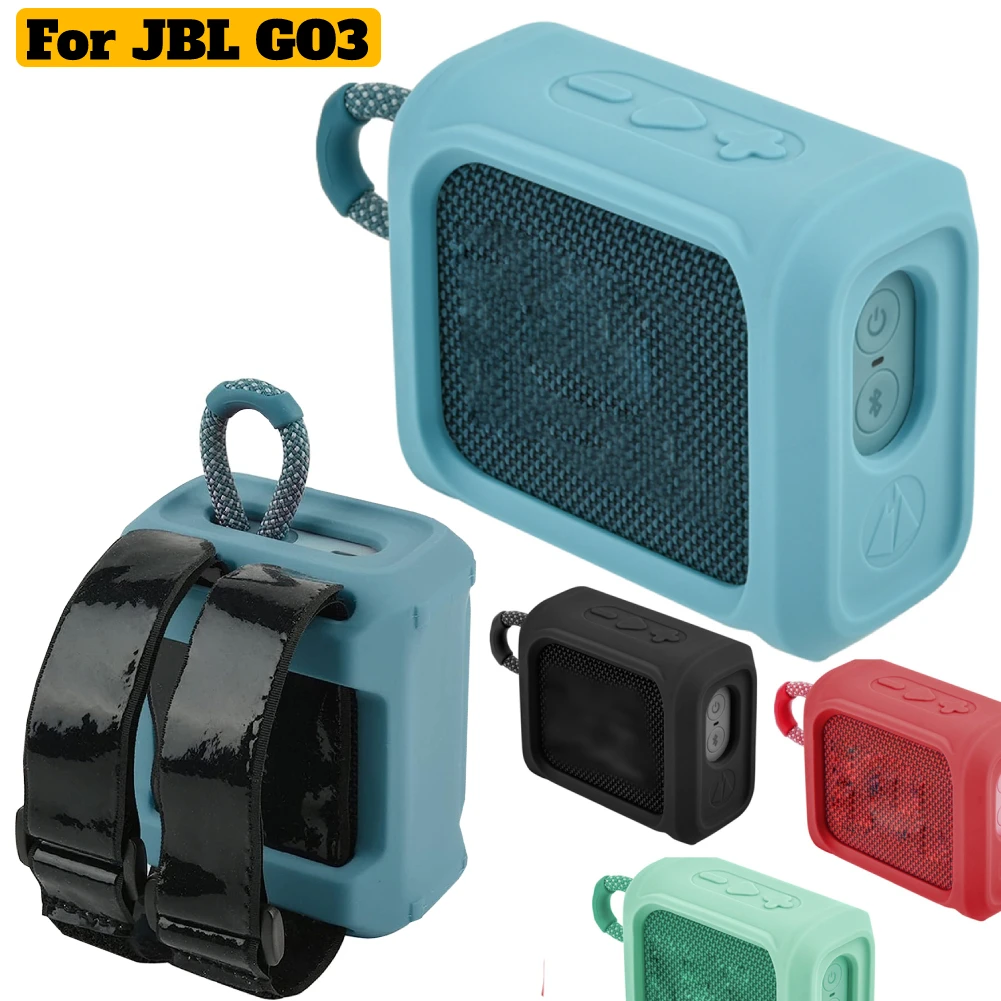 Silicone Case Protective Cover Speaker Case with Removable Strap Anti-fall Speaker Case for JBL GO 3 GO3 Bluetooth Speaker